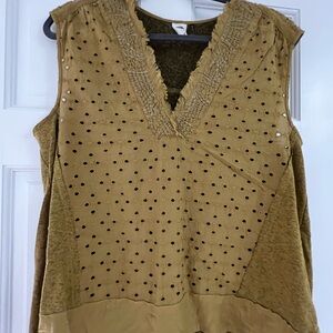 Anthropologie Yellow Smocked Sleeveless Blouse size m